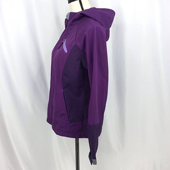 Free Tech Jacket Womens Size Medium 8/10 Purple Hooded Full Zip Fleece Lined - Picture 4 of 11
